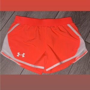 Under Armour Girls Youth Medium Athletic Shorts Orange & White